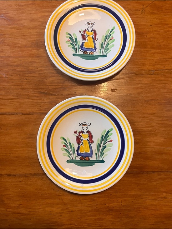 Other - Vintage Pair MBFA Pornic Faience Bretton French Handpainted Plates x2